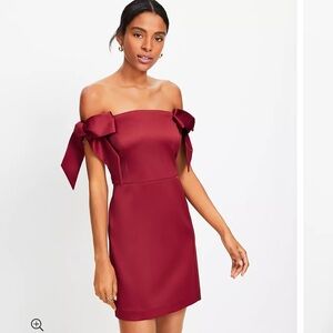 LOFT Burgundy Off-Shoulder Dress